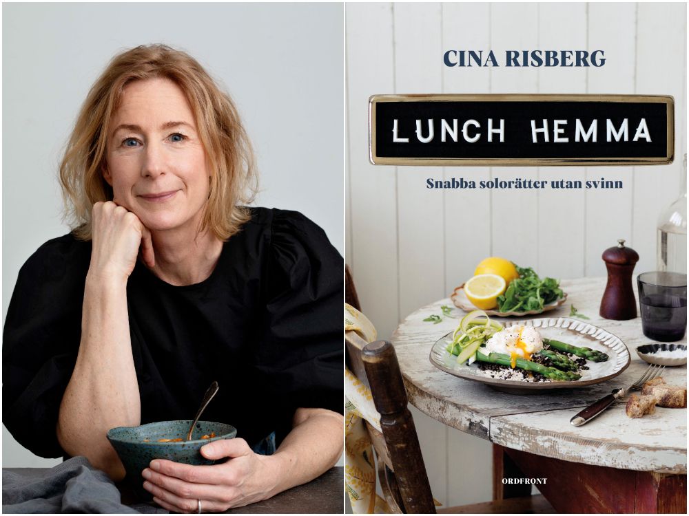 Cina Risberg med nya boken ”Lunch hemma”.