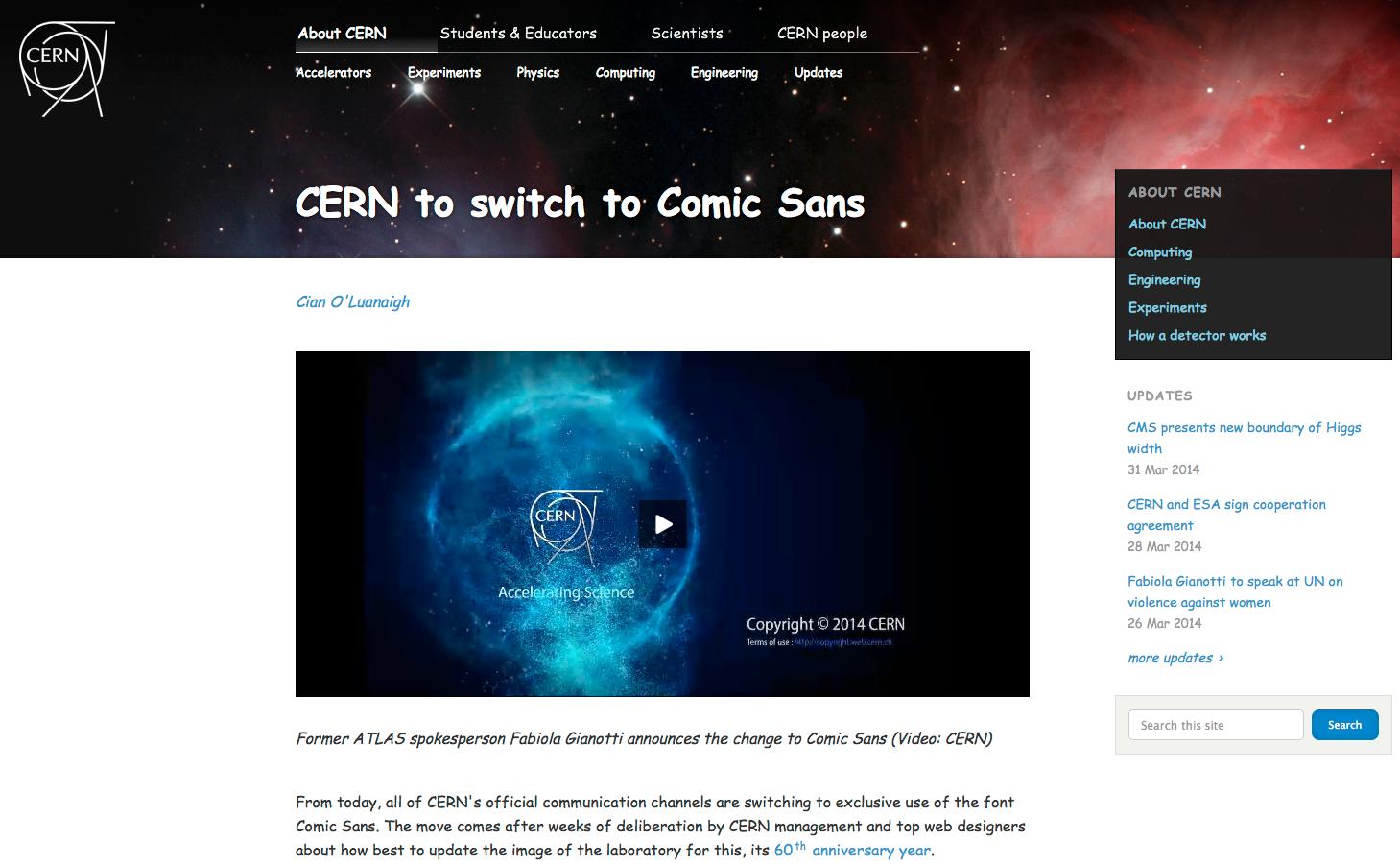 CERN går over til Comic Sans.Foto: CERN