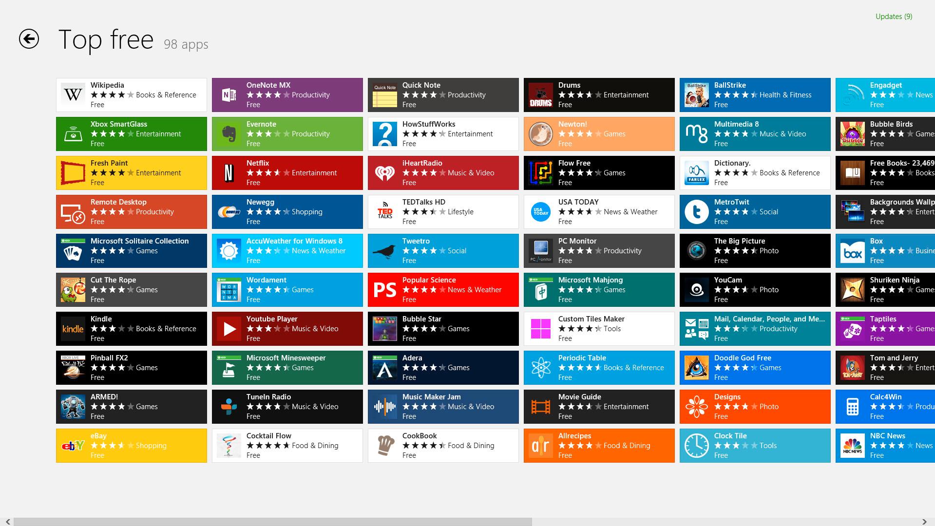 Windows 8 Store tilbyr applikasjoner til startskjermen.Foto: Hardware.no