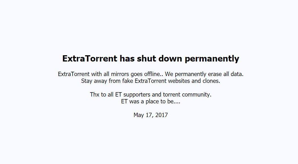 Dette er skjermen som nå møter ExtraTorrent-brukerne.