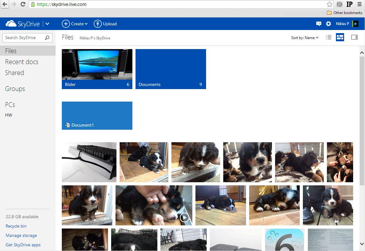 Du kan få tilgang til alle filene du lagrer i SkyDrive direkte fra nettleseren.Foto: Hardware.no