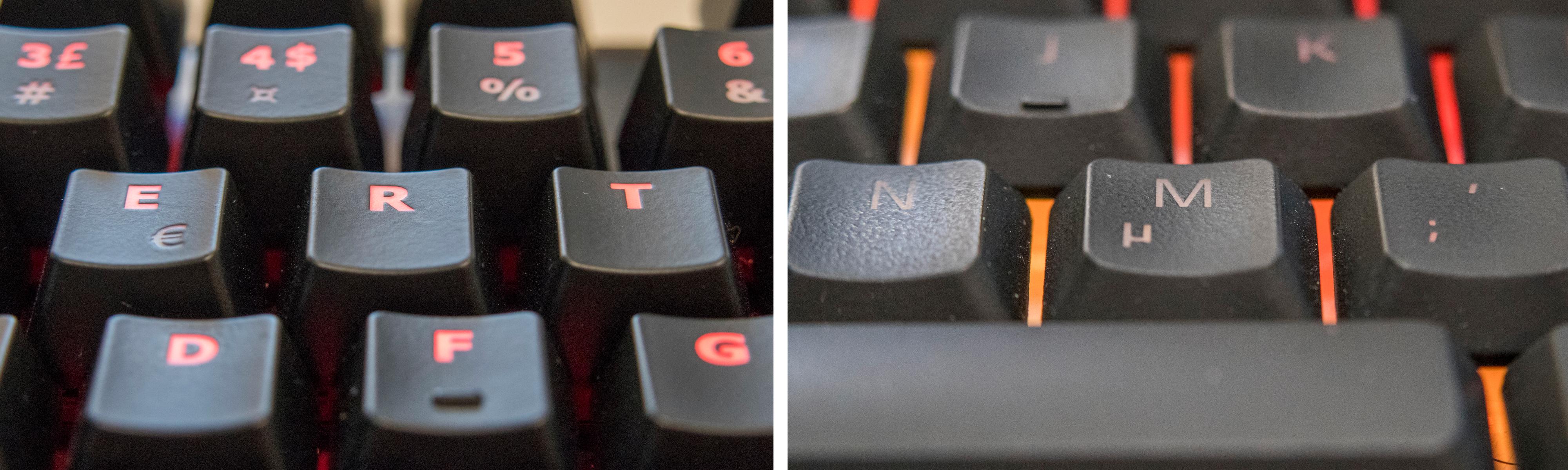 De fleste spilltastaturene har høye taster, men noen, som Razer Ornata (til høyre) har mellomhøye, som i alle fall undertegnede synes er bedre for lange skriveøkter.