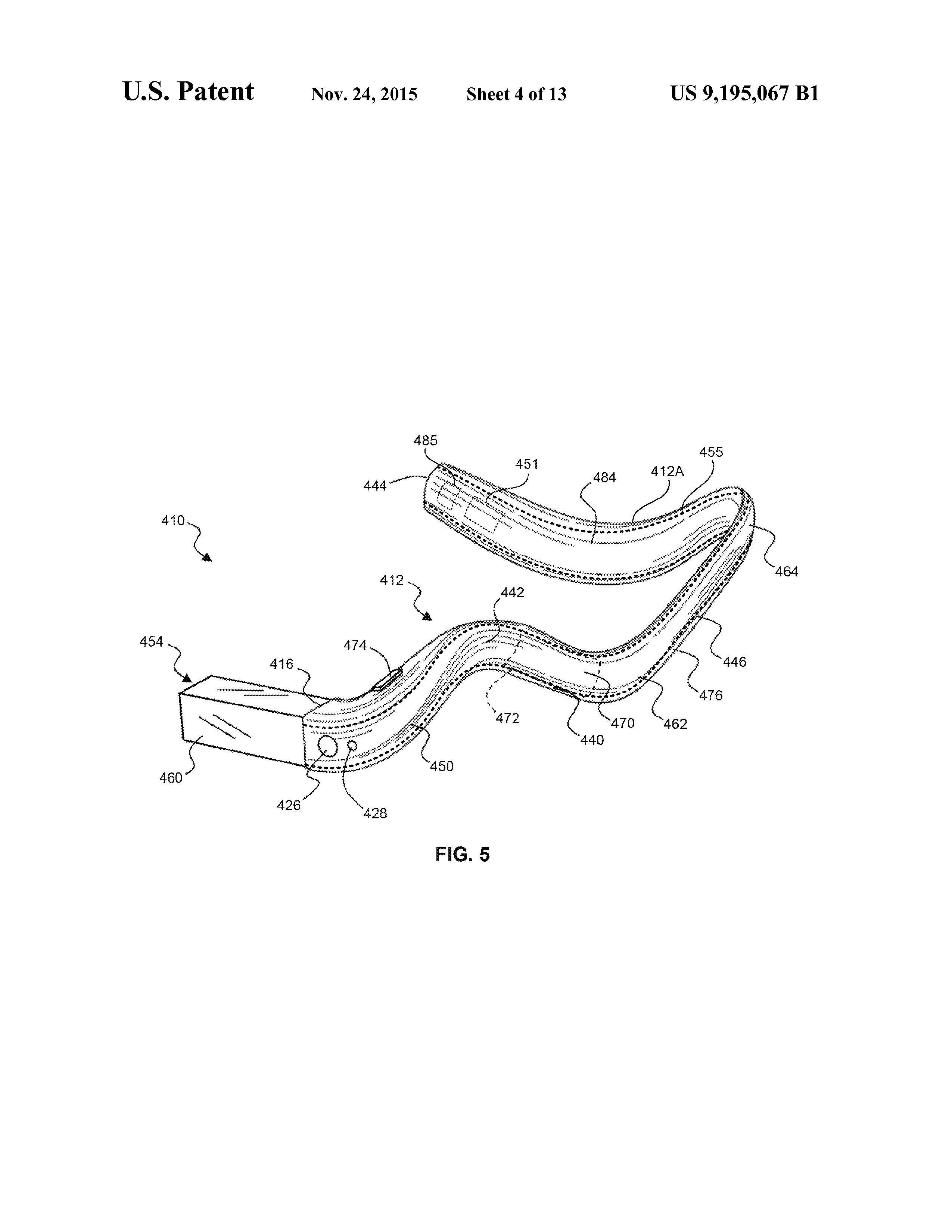 Illustrasjonsbilde av brillene, hentet fra patentdokumentet. Foto: USPTO