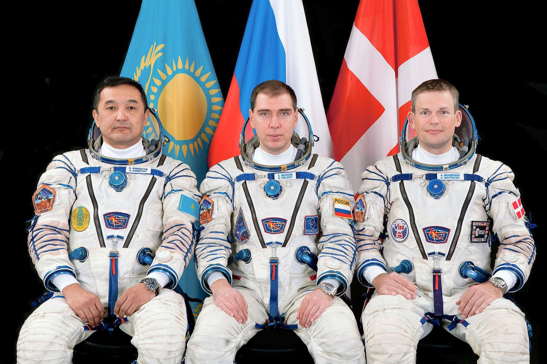 Aimbetov, Volkov og Mogensen. Foto: NASA