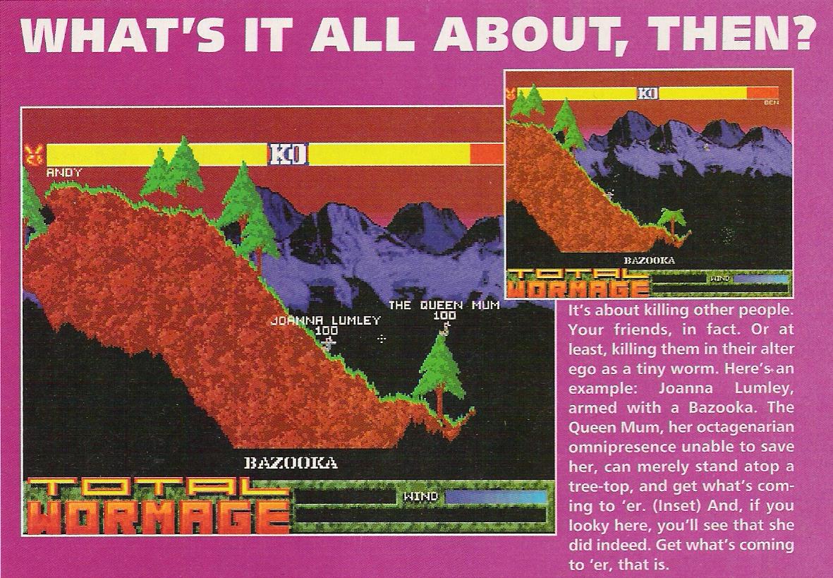Worms startet tilværelsen som Total Wormage (klippet fra The One Amiga, mars 1995).