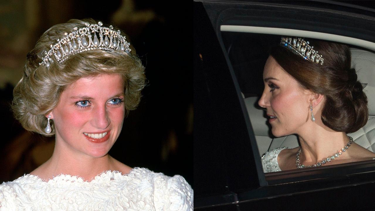 ARVET TIARA: Hertuginne Kate brukte tiaraen fra prinsesse Diana. Foto: Getty Images