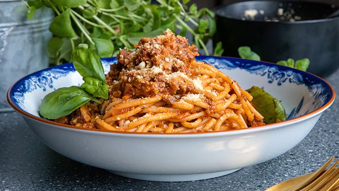 Spagetti med köttfärssås – utan kött