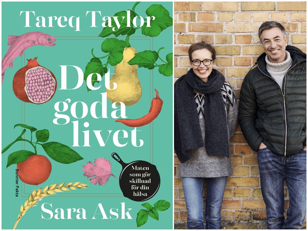 Tareq Taylor och Sara Ask med sin bok ”Det goda livet”, Bonnier fakta.