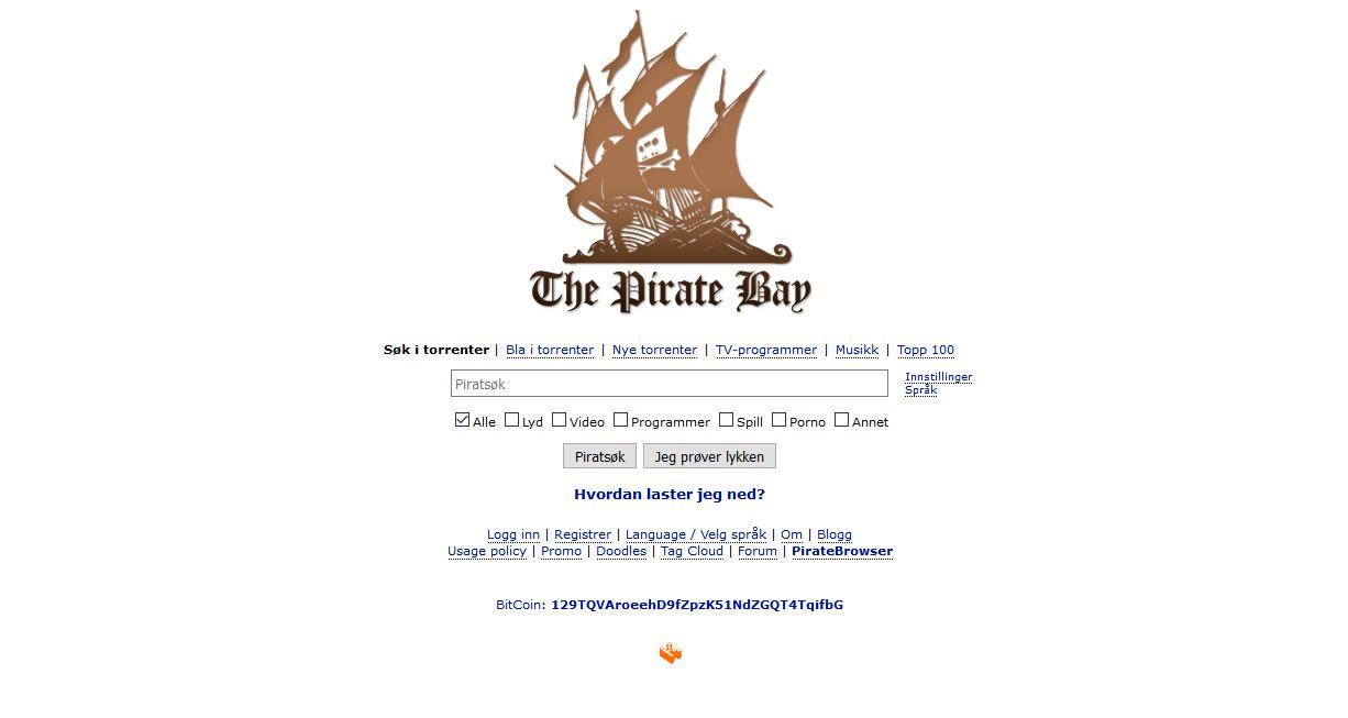 The Pirate Bay er et av verdens mest populære fildelingsnettsteder. Foto: The Pirate Bay