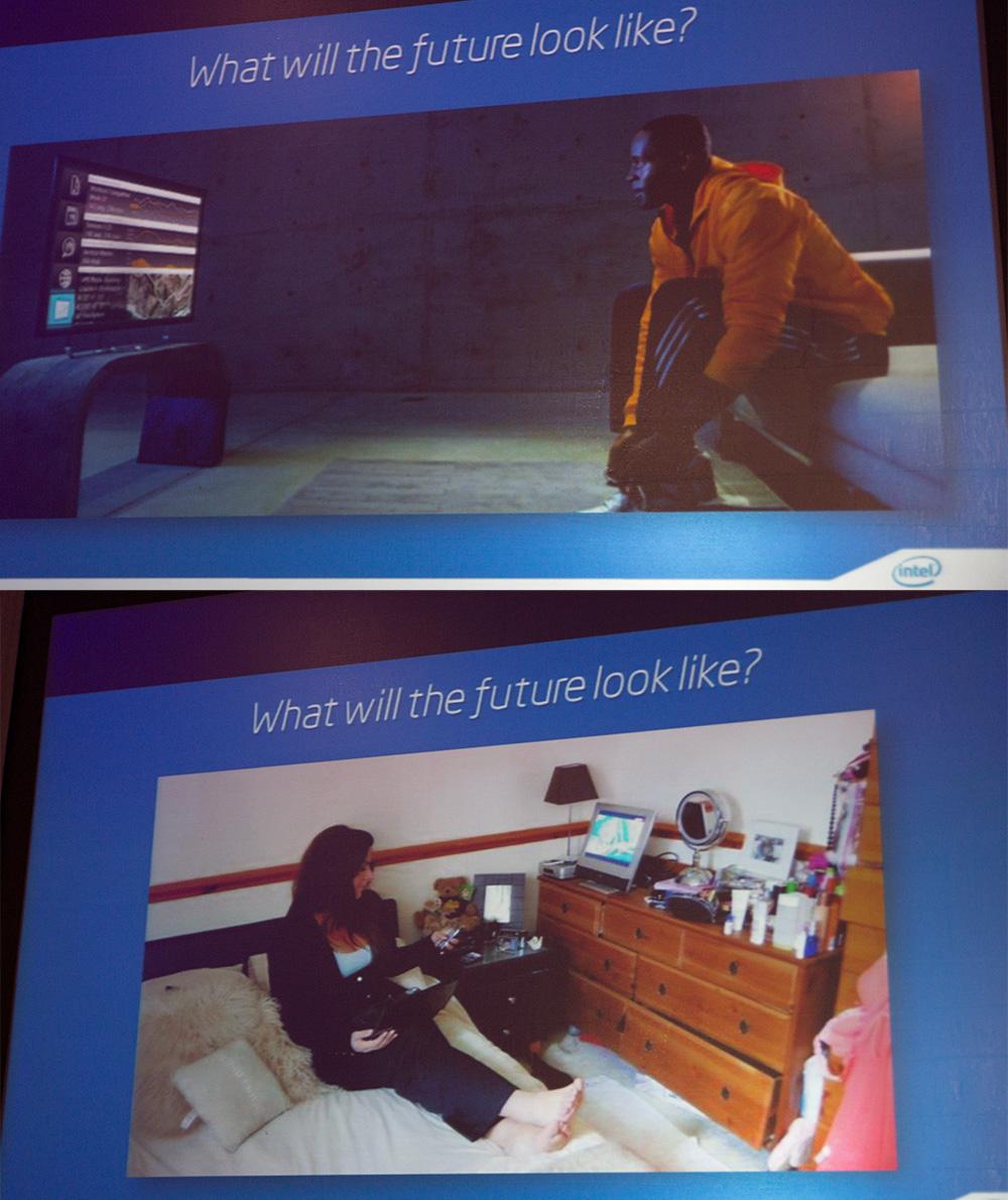 Øverst er et stereotypisk bilde av fremtiden, mens nederst er en fremtid Johnson har mer lyst å oppleve. Foto: Varg Aamo, Hardware.no
