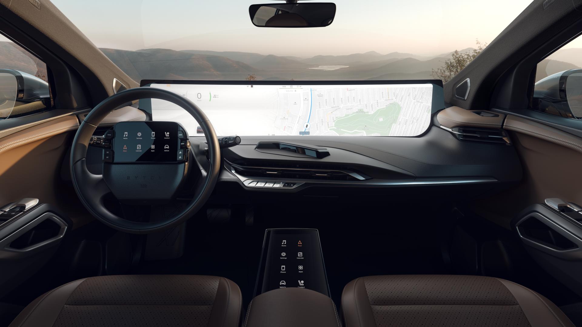 Det som skiller Byton M-Byte fra andre biler, er i hovedsak denne gigantiske skjermen i front. Den skal gjøre at måten vi interagerer med bilen på blir helt ny.