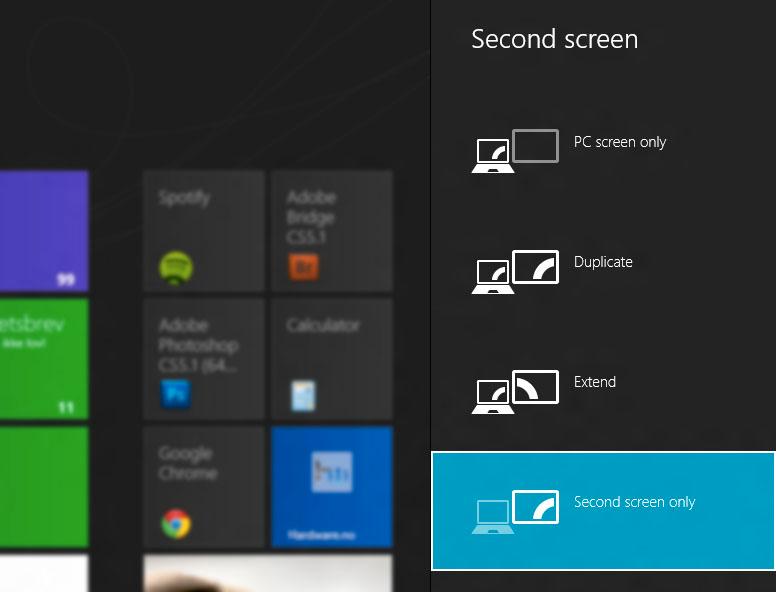 Trykker du Windowstast + P får du opp en enkel oversikt over hvordan du kan dele skjermbildet.