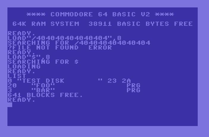 klaus.dk har dedikert sin 404-side til Commodore 64-dagene.