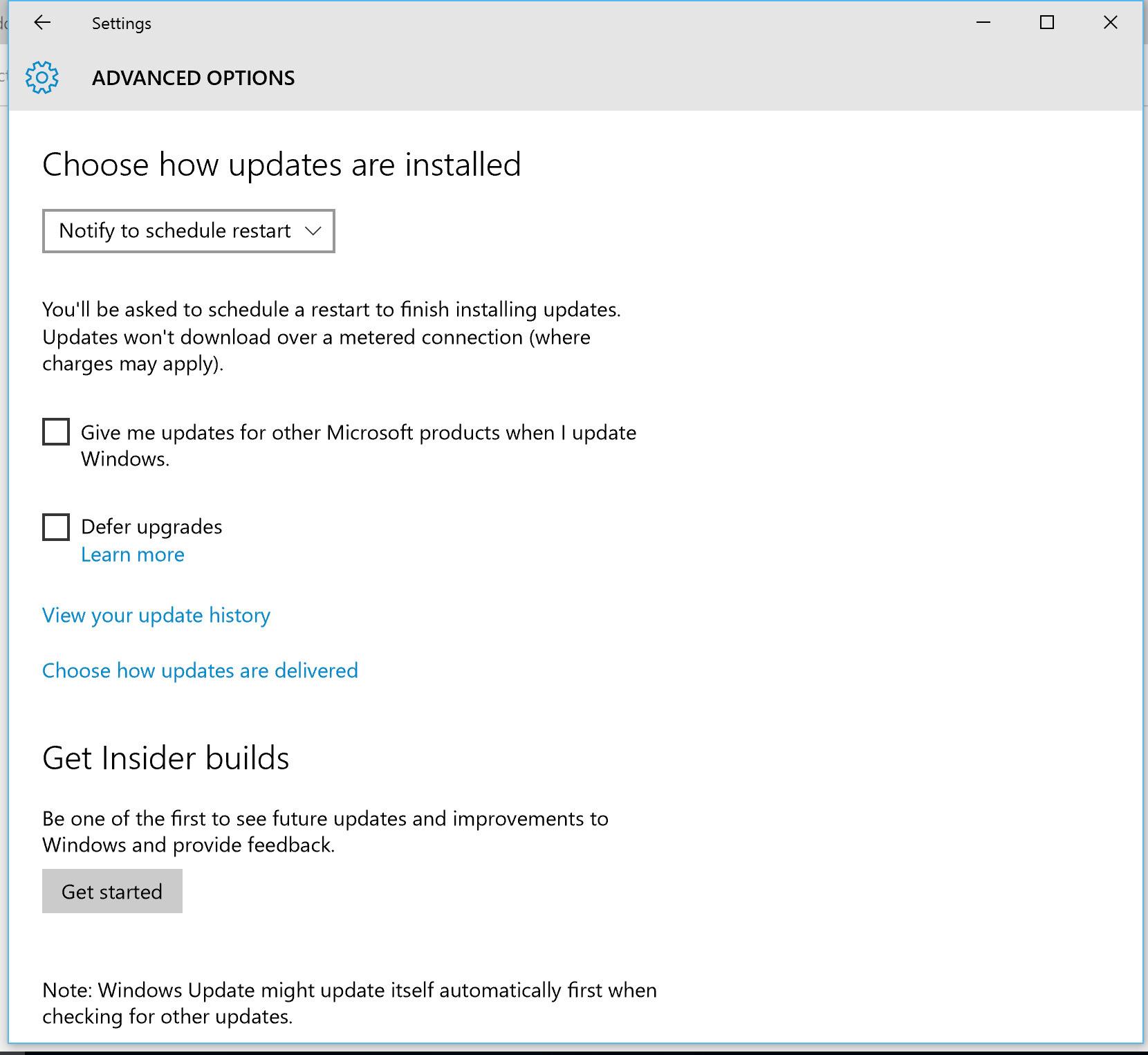 Du får gjøre noen oppdateringsvalg selv, men de viktige oppdateringene lar seg ikke hoppe over med Windows 10. Foto: Finn Jarle Kvalheim, Tek.no