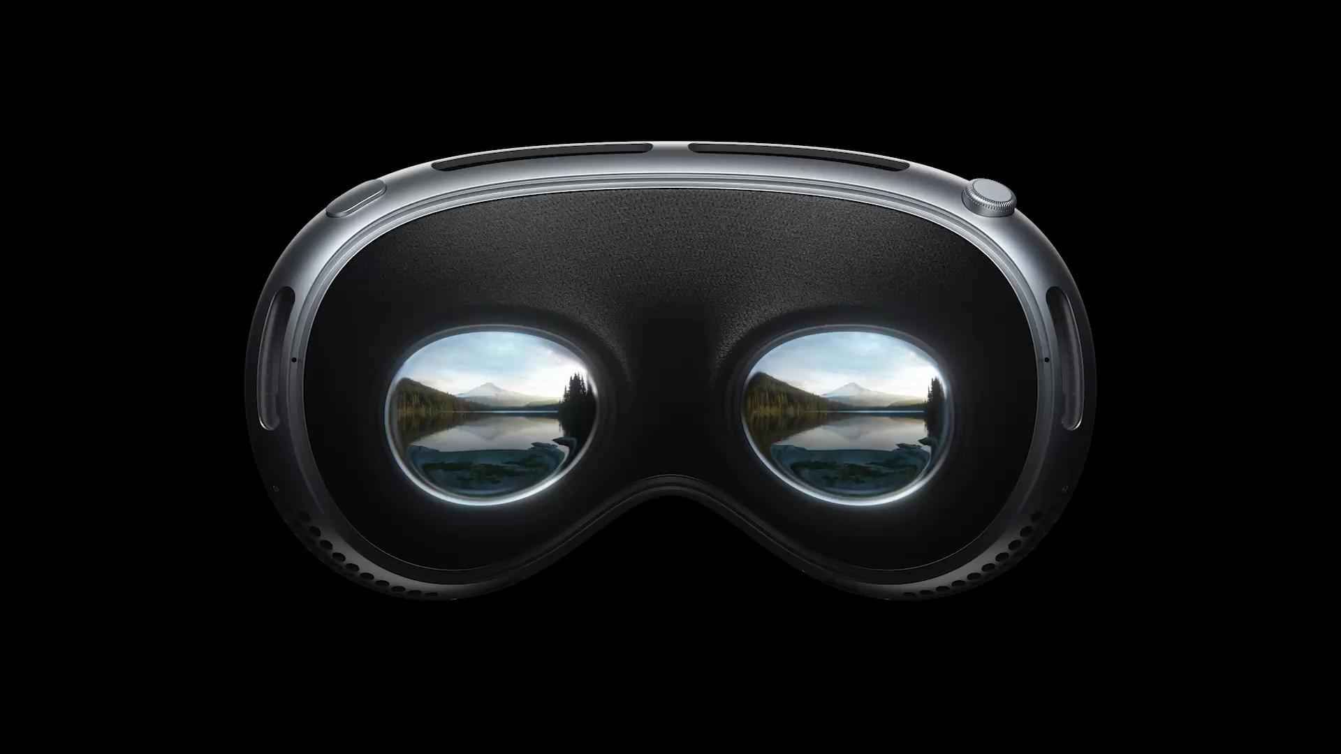 Slik ser innsiden på AR-hodesettet Apple Vision Pro. Det er her Zeisslinsene skal kunne festes.