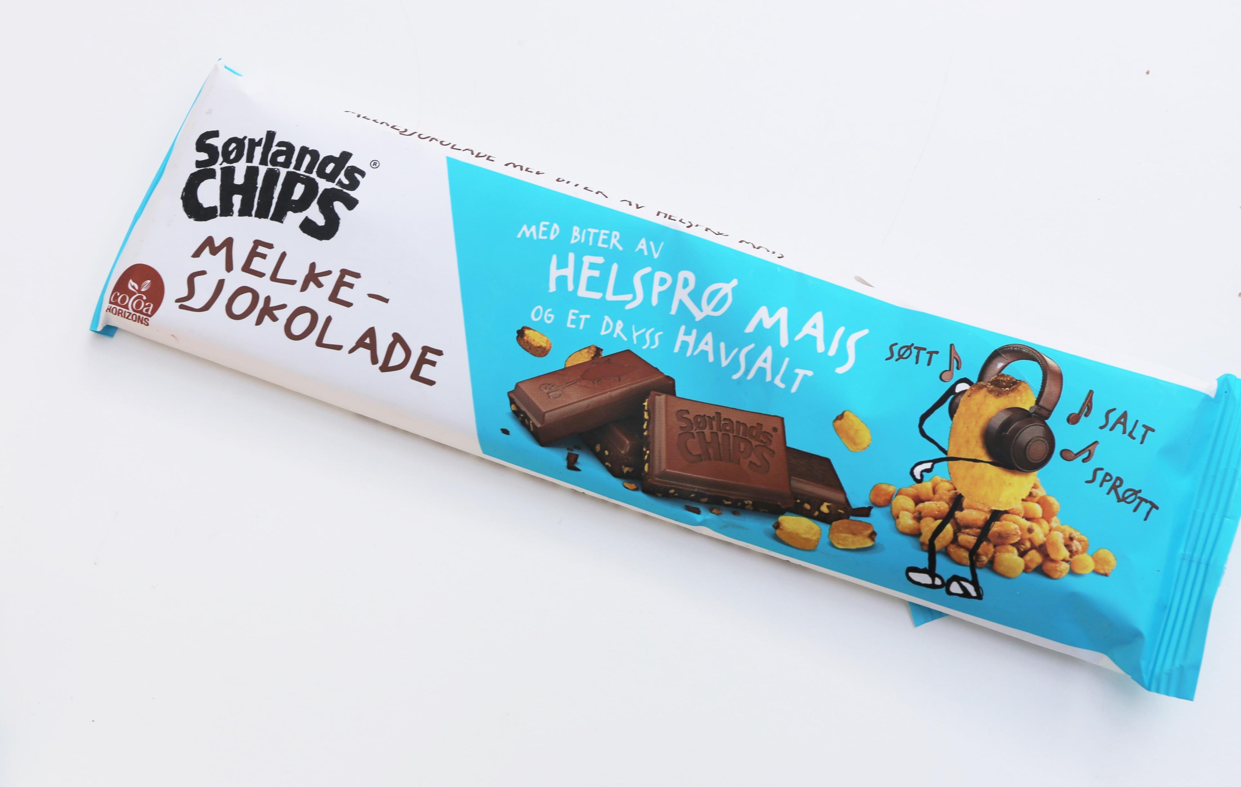 SALT OG SPRØ: Sørlandschips lanserte nylig en melkesjokolade med sprø mais.