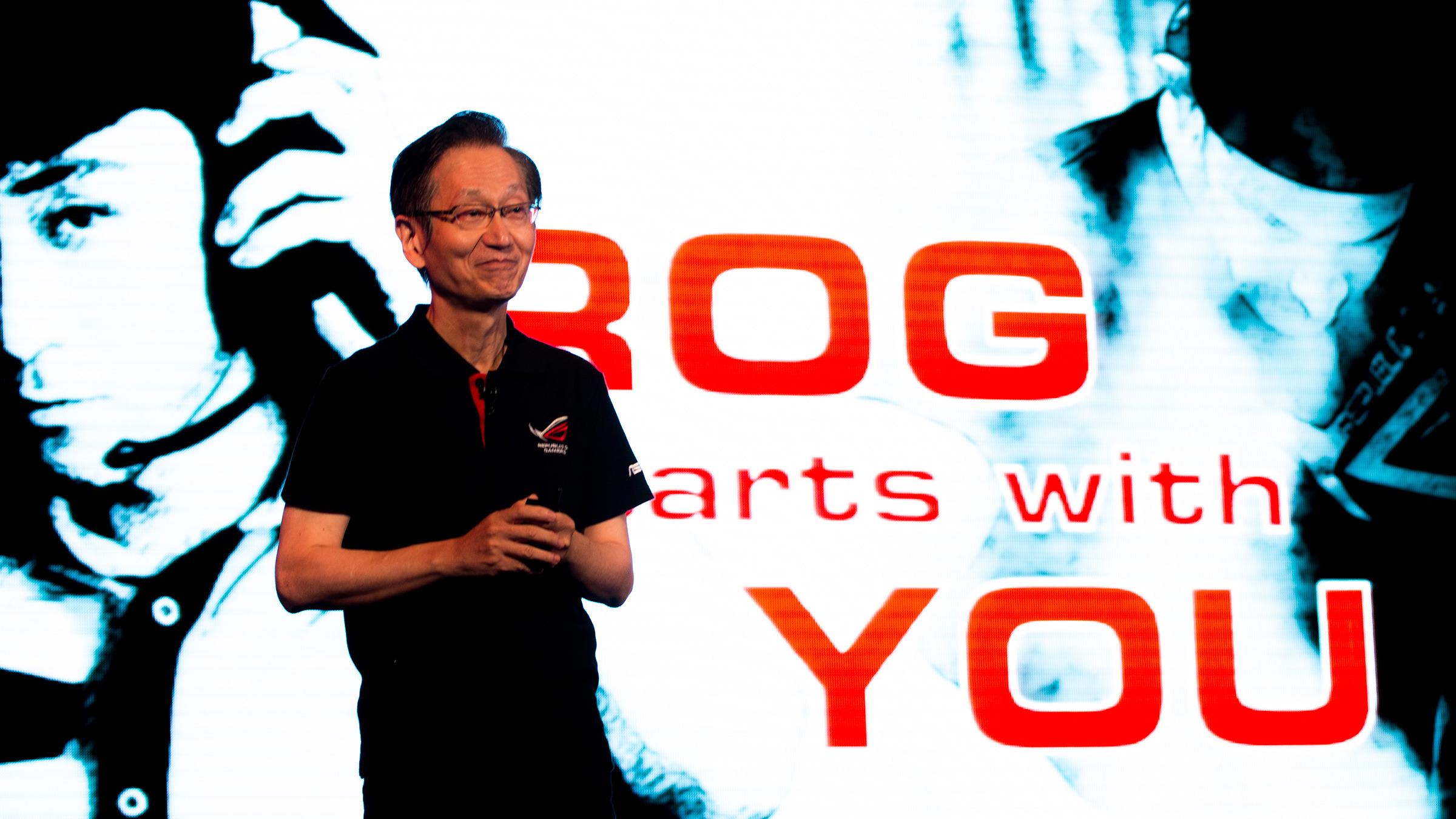 Jonney Shih, styrelederen i Asus, åpnet showet med å understreke at selskapet fokuserer på design og ytelse med sin ROG-serie.Foto: Varg Aamo, Hardware.no
