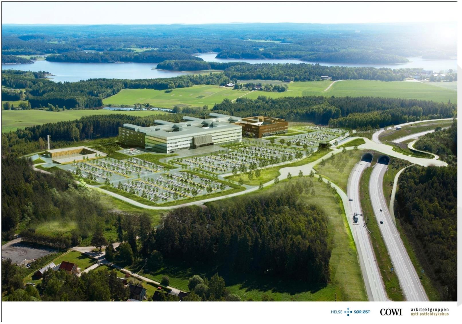 Det nye Sykehuset Østfold blir massivt, og har 3200 rom.Foto: Sykehuset Østfold