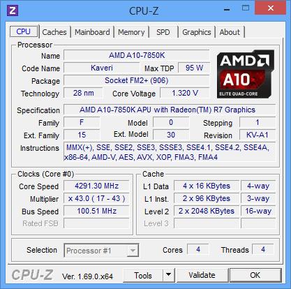 AMD A10-7850K @ 4,3 GHz.