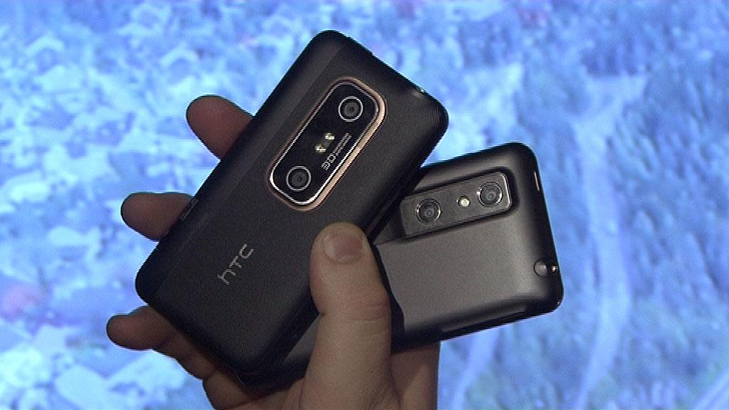 HTC EVO 3D og LG Optimus 3D - begge har 3D-kamera på baksiden.