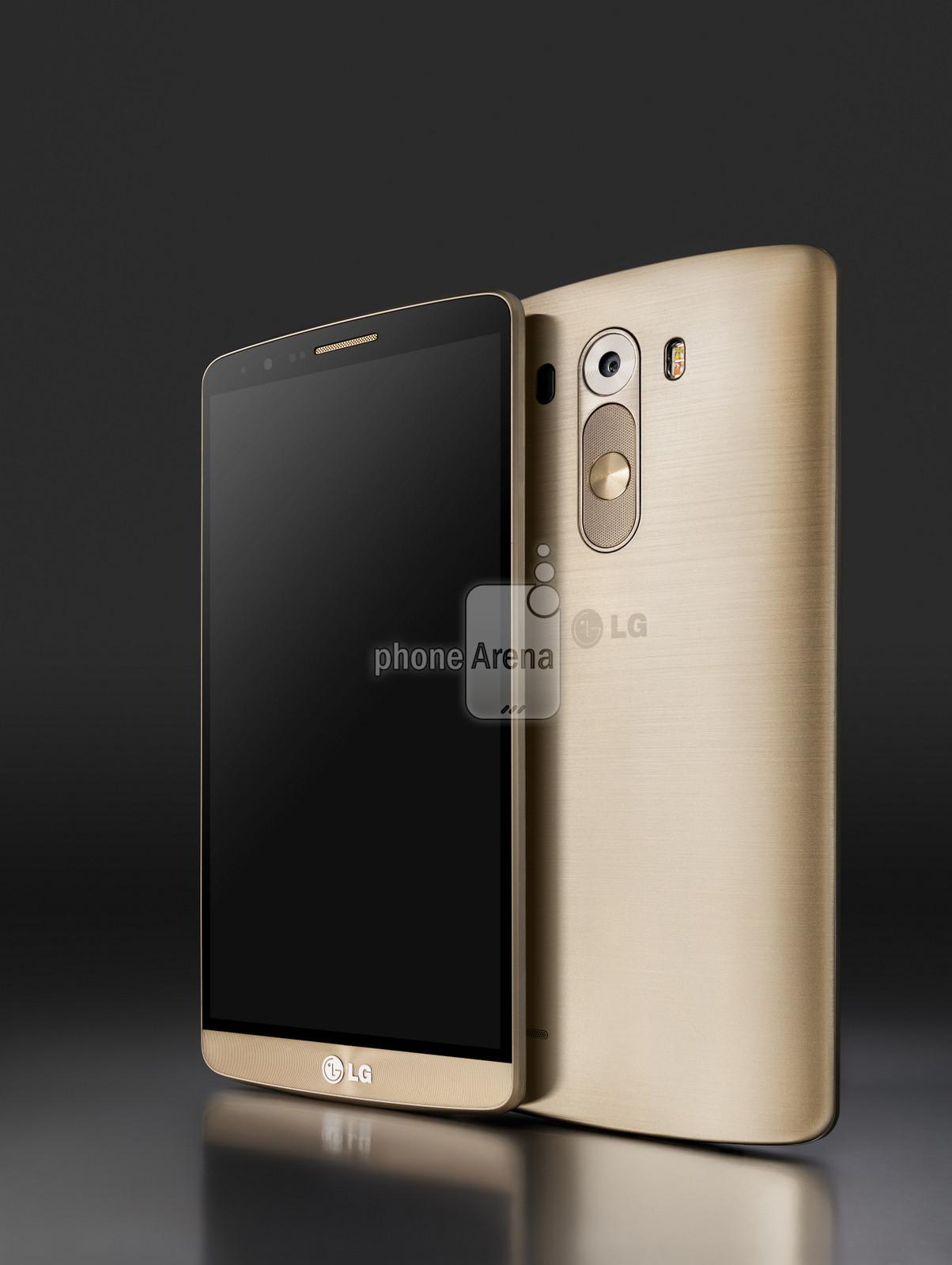 Pressebildet som er lekket ut viser at LG kaster seg på gull-bølgen. I tillegg vil telefonen komme i sølvgrått og i sort. (Foto: LG via Phone Arena)