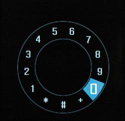 For å taste inn telefonnumre er det bare å rulle på hjulet for å flytte den blå markøren og trykke i midten for å bekrefte.