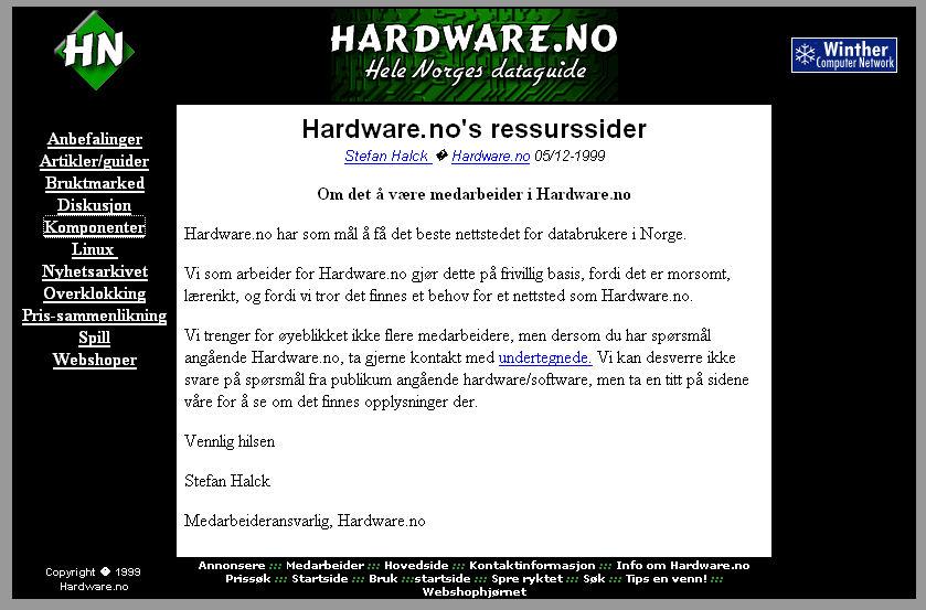 Slik så Hardware ut i 1999.
