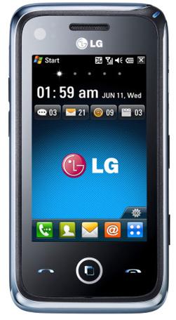 Windows Mobile 6.5 med LG S-class-menyer.
