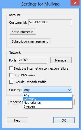 Når Mullvad er installert, går all internett-trafikken din gjennom en VPN-server. I innstillingene til programmet kan du velge hvilket land du vil at din trafikk skal sneie innom.