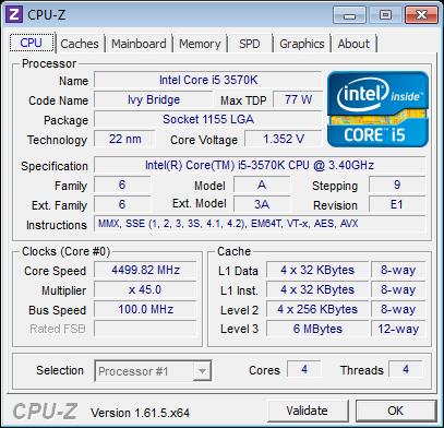 Intel Core i5 3570K @ 4,5 GHz.