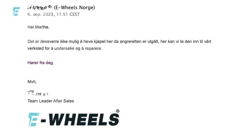 Utdrag fra e-postkorrespondansen mellom E-wheels og Heyerdahl