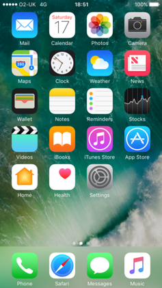 iOS 10 og nye, flate ikoner.