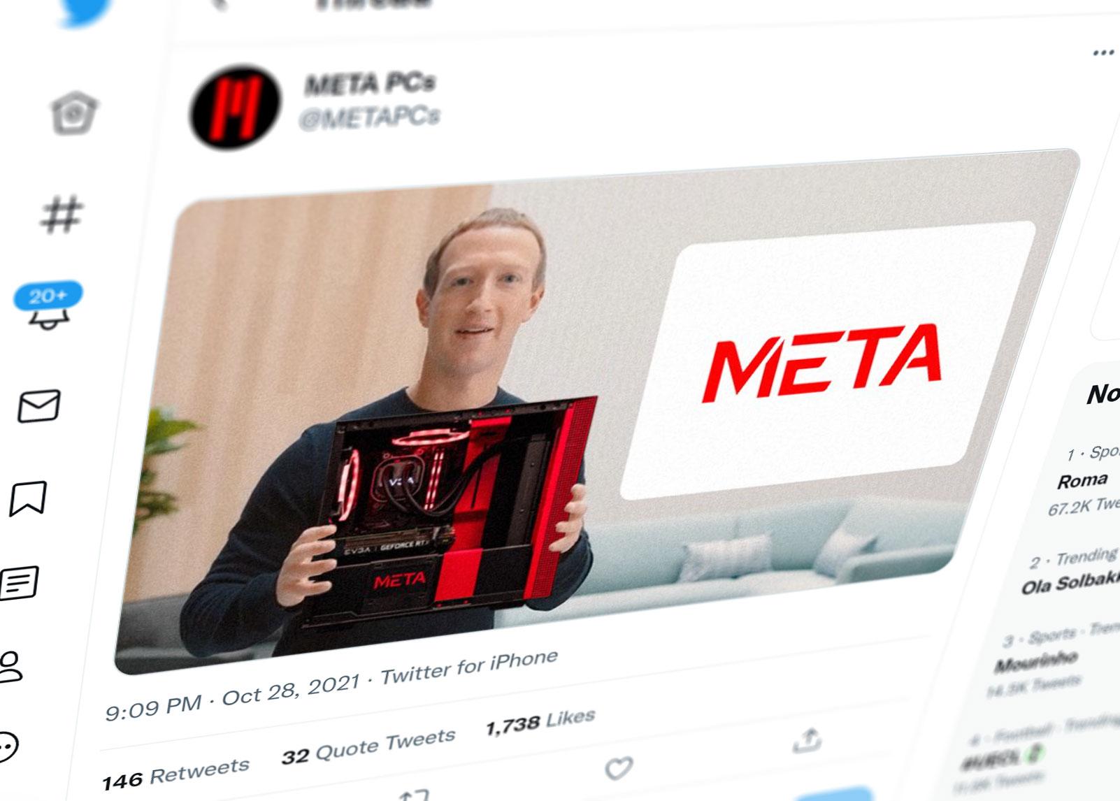 MetaPCs har spøkt med Facebooks nye navn på Twitter.