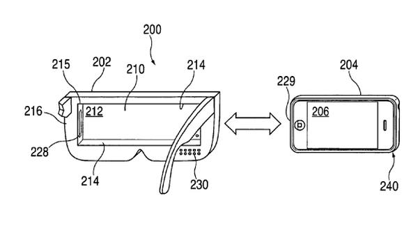 Apple har tidligere tatt patent på VR-briller. Denne illustrasjonen er hentet fra patentdokumentet. Foto: USPTO