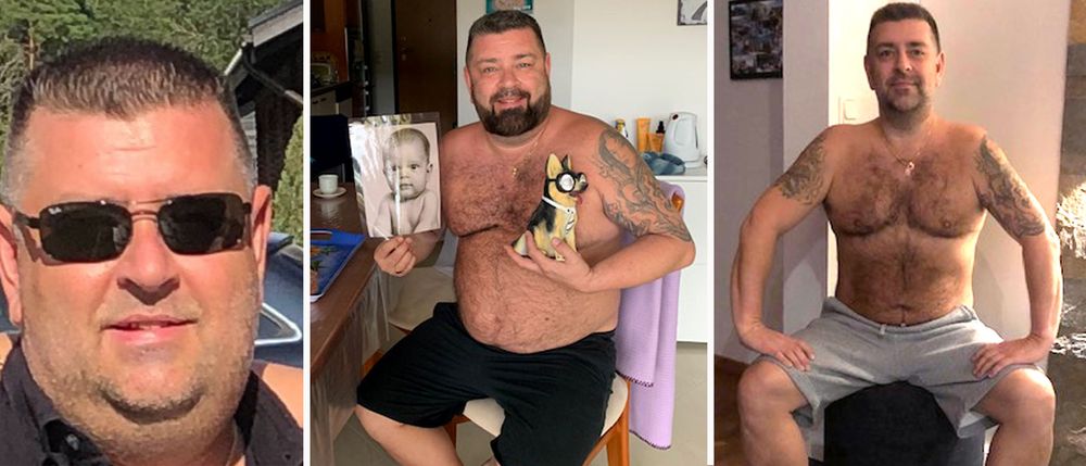 Peter Rozijan , 50, före och efter sin livsstilsförändring.