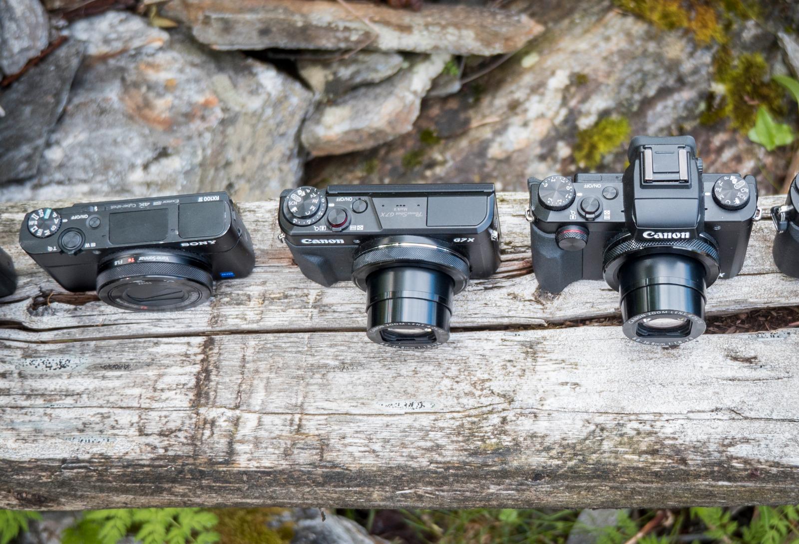 Fra venstre: Sony RX100 IV, Canon G7 X Mark II og Canon G5 X. Bilde: Kristoffer Møllevik