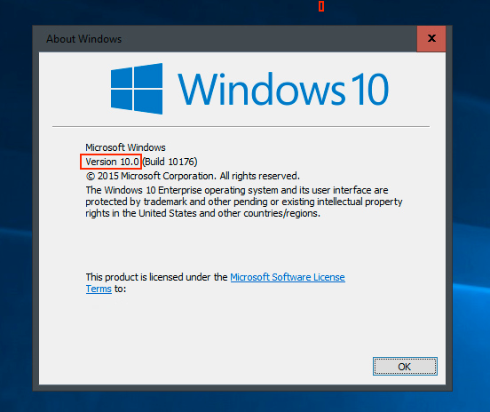 Her kan du finne ut hvilken Windows-versjon du allerede har. Om tallet i den røde boksen er lavere enn 1511, som her, har du en oppdatering til gode fra Microsoft.