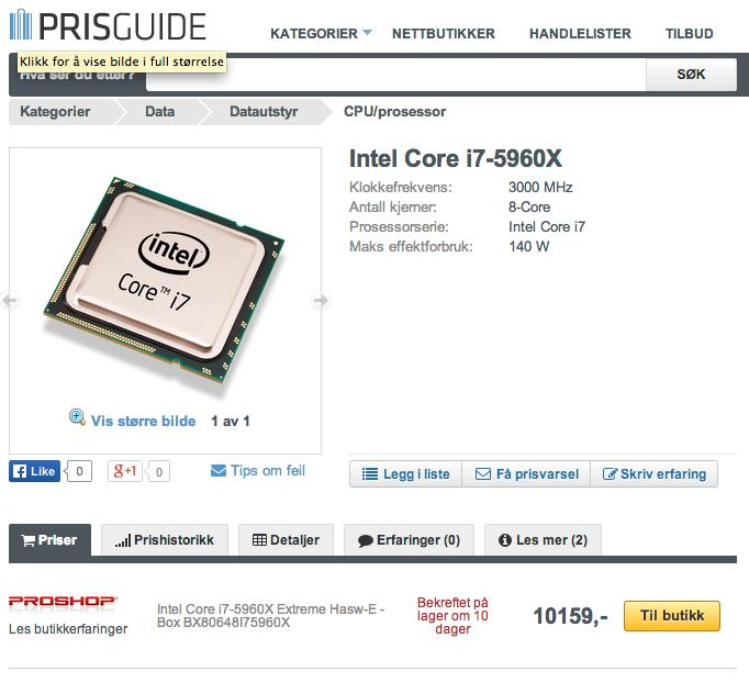 Prisen for den kraftigste Haswell-E-prosessoren har lekket.
