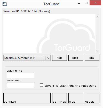 Når TorGuard er installert trenger du bare velge en server fra nedtrekkslisten, skrive inn brukernavn og passord, og koble til – så er du i gang.