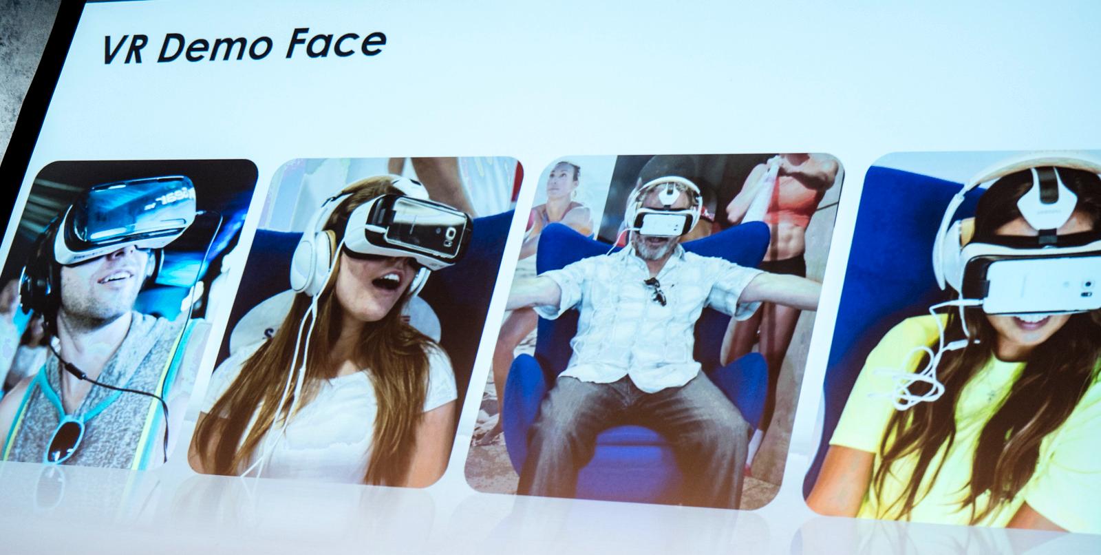 Det Samsung kaller «VR-demo face» viser at folk lar seg imponere av dagens teknologi. Foto: Samsung