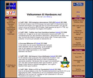Hardware.no anno 1999/2000. Her var vi hostet hos Opera.no og Winther.net.