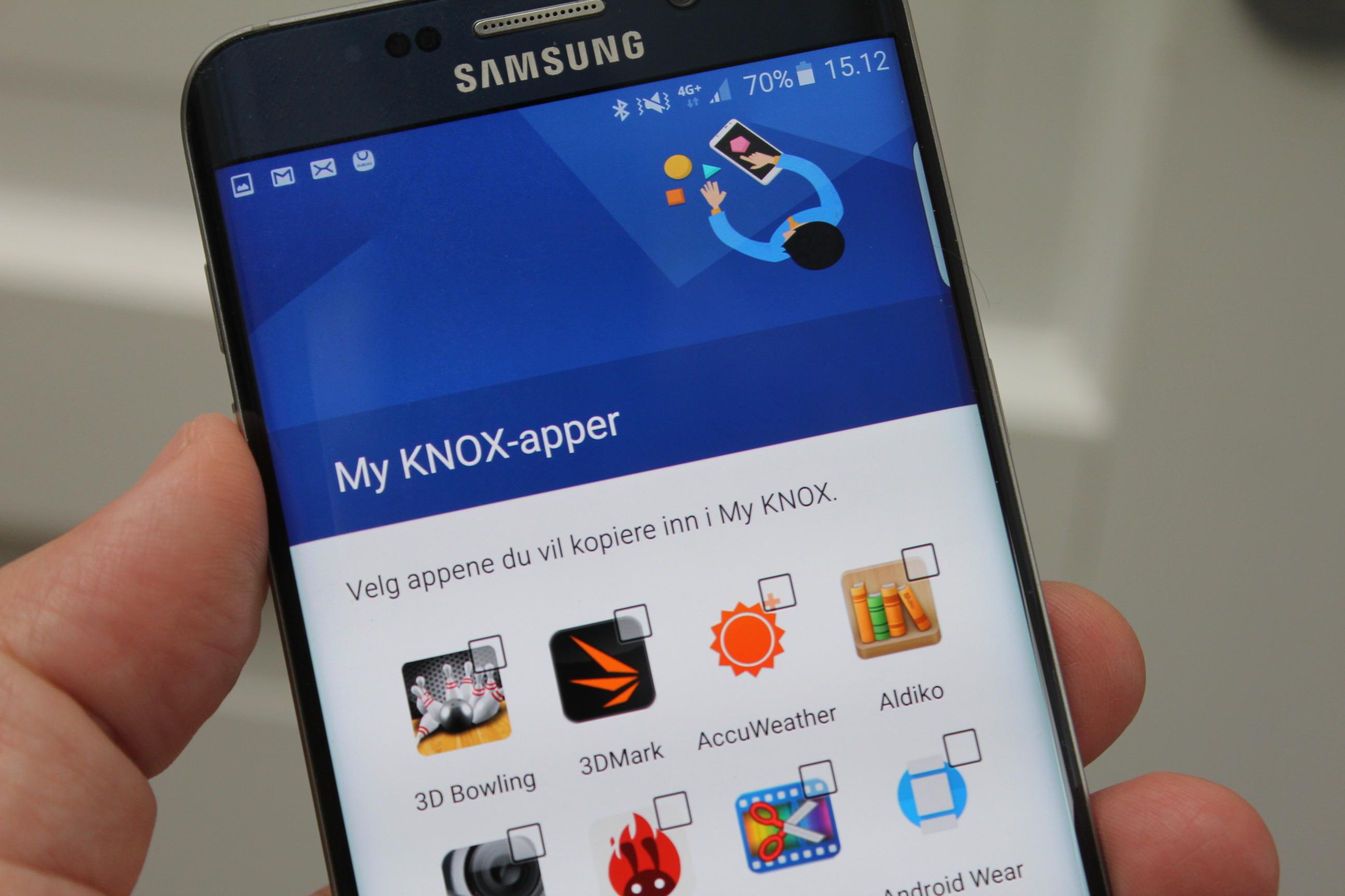 Samsungs sikkerhetsløsning heter Knox, og lar deg kryptere innhold og skjule apper.. Foto: Espen Irwing Swang, Tek.no
