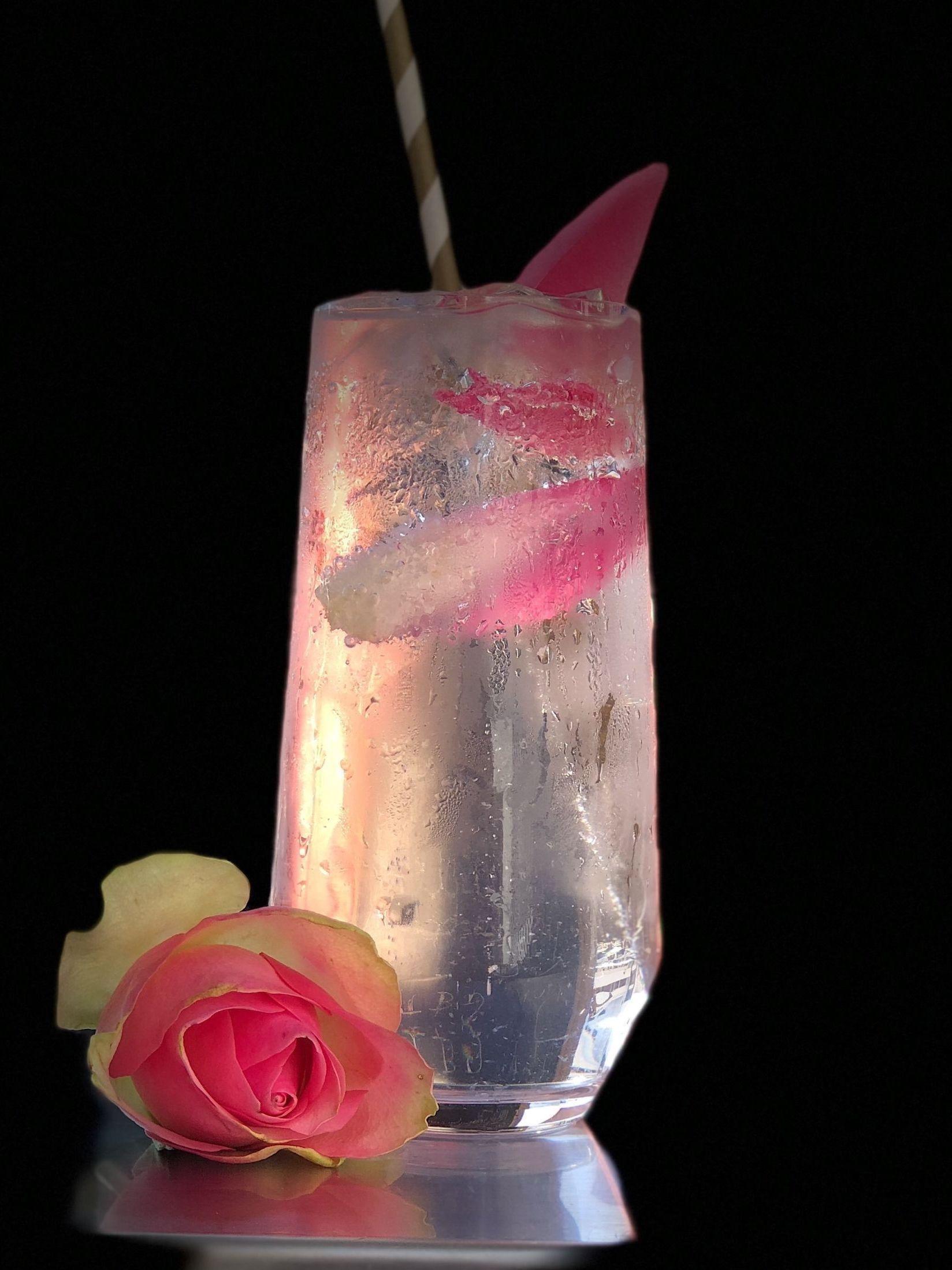 ROSA GIN: I drinken Hav, bruker Yolandi Carr rosa gin, blandet med en tonic med smak av hyllebær. Foto: Yolandi Carr