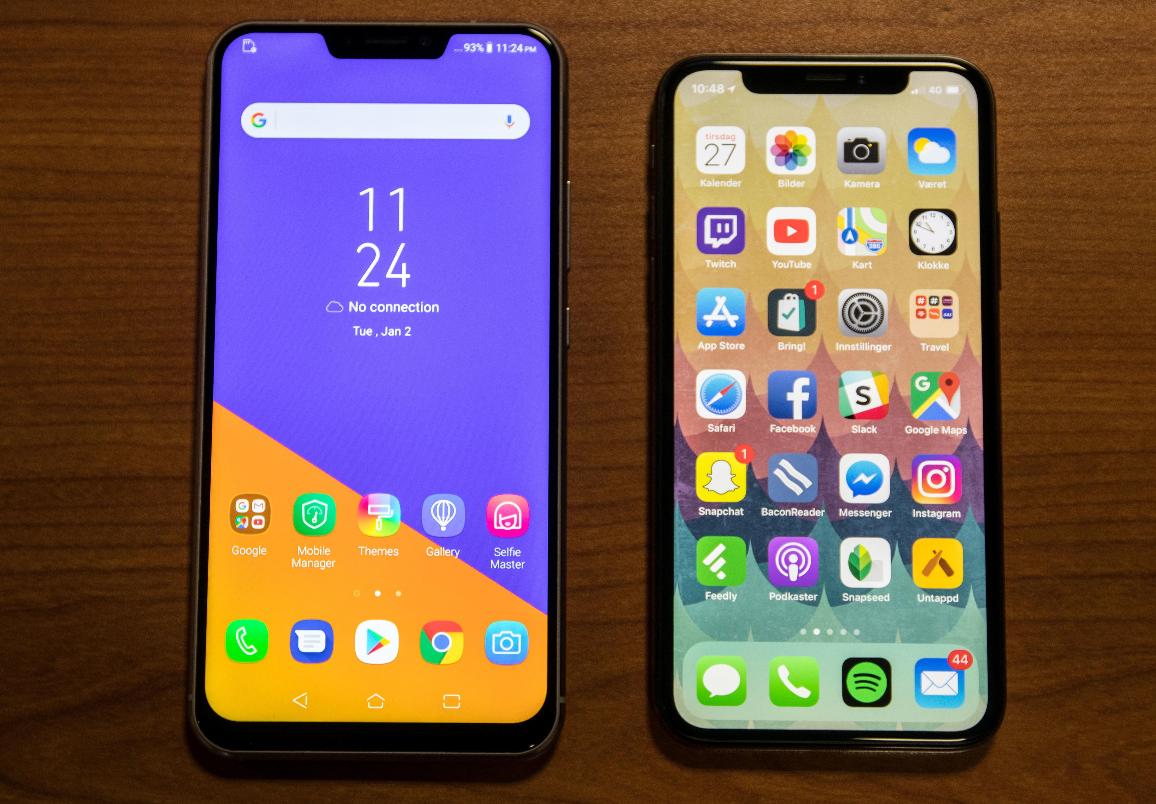 Om Asus «kopierte» designet fra iPhone X skal vi ikke si, men det er ingen tvil om at de to mobilene ser litt like ut.