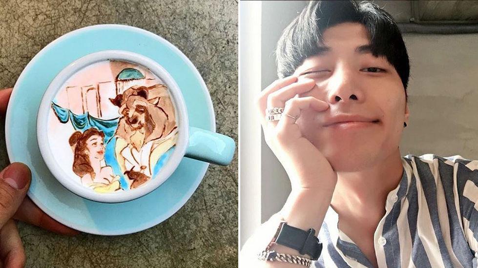 DETALJERT: Lee Kang-Bins kaller kaffekunsten sin «creamart». Den lages på kald kaffe - som ifølge han skal smake godt til tross for den lave temperaturen. Foto: Lee Kang-Bin/@leekangbin91