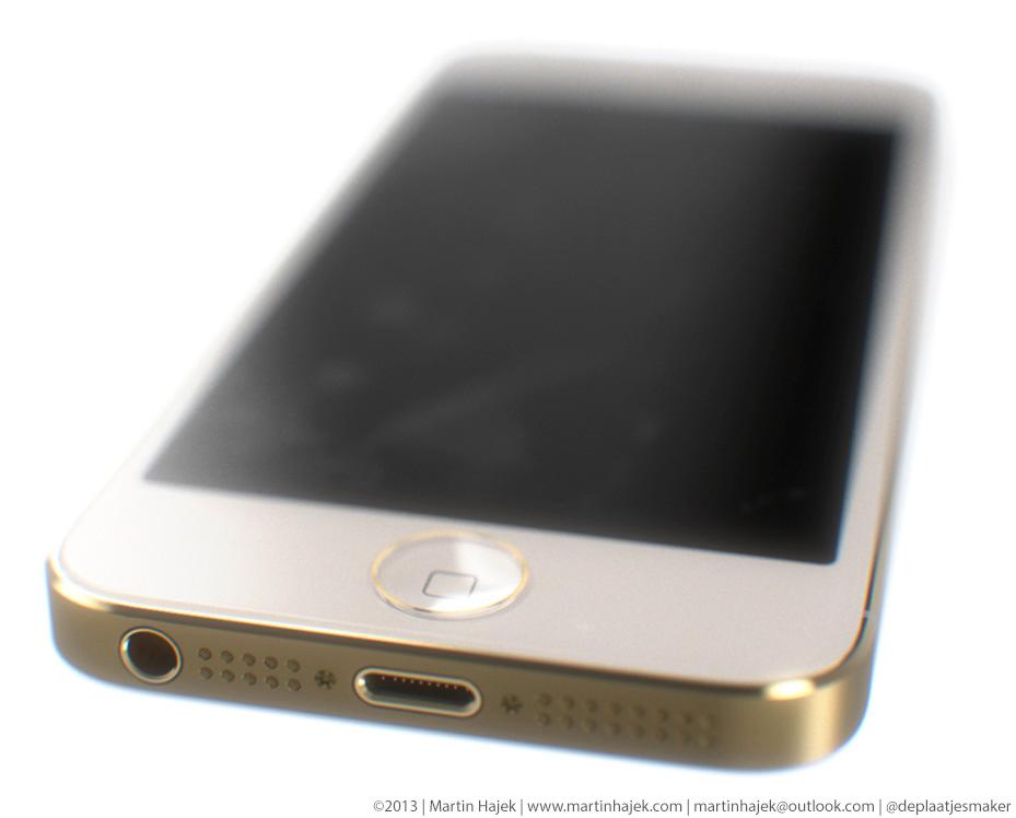 Slik tror designeren Martin Hajek at den nye iPhone 5S kan komme til å se ut. Ringen rundt Hjem-knappen kan ha å gjøre med fingeravtrykksleseren. Foto: Martin Hajek