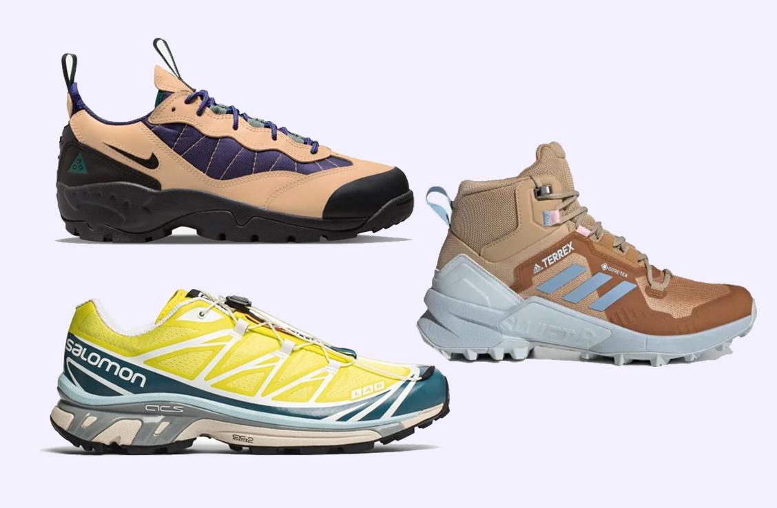 TUR-KLAR: Såkalte tekniske «trail kicks» er populært nå. Disse er fra Salomon, Nike og Adidas.