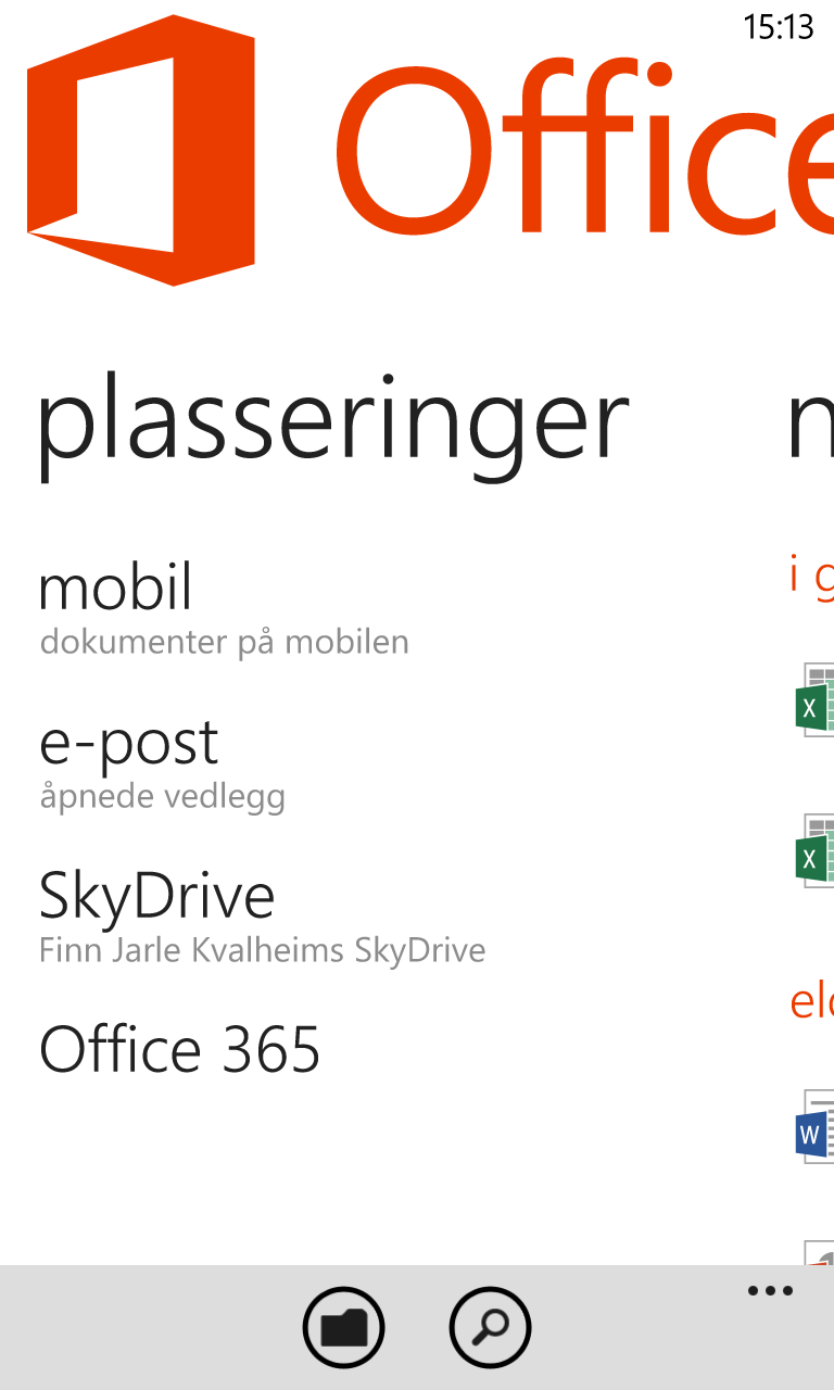 Office Mobile er koblet tett opp mot Microsofts skylagringstjeneste Skydrive.