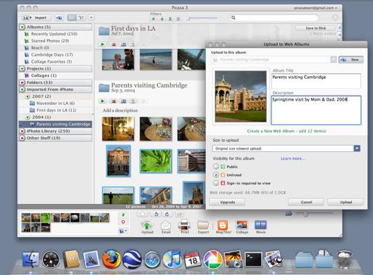 Skjermdump fra Picasa på Mac.