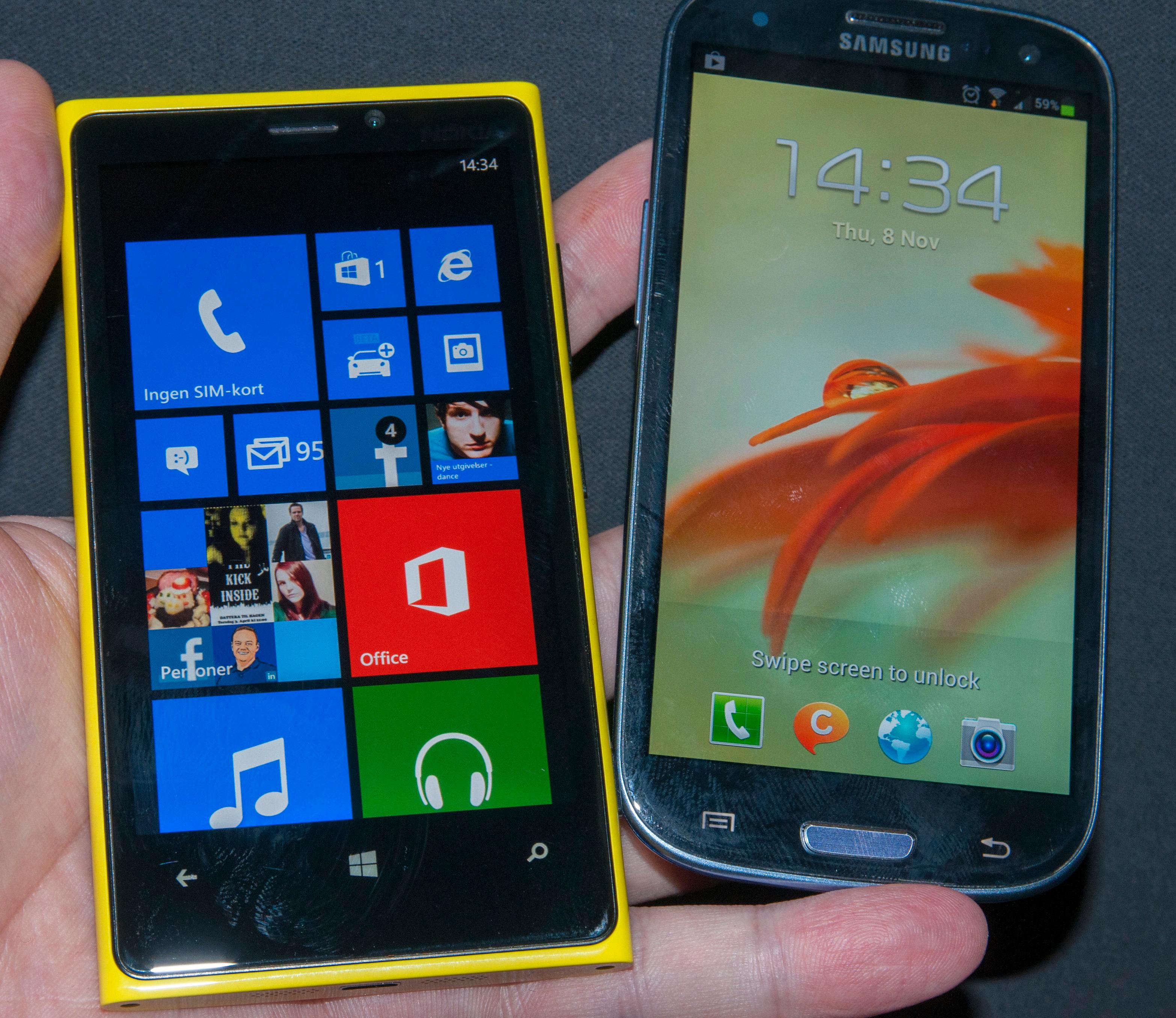 To telefoner som støtter 4G: Nokia Lumia 920 og Samsung Galaxy S III 4G.